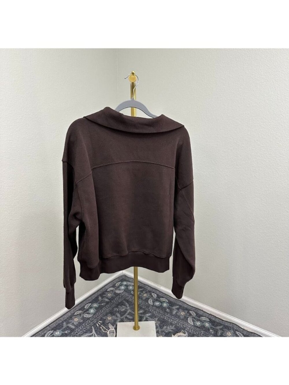 Offline By Aerie Cloud Fleece Quarter Zip Sweatshirt Deep Earth Womens Small NEW - Picture 4 of 6